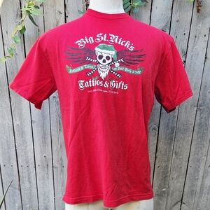 VINTAGE Big St Nicks Tattoos and Gifts Size L Skull t-shirt